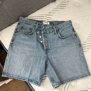 AGOLDE Criss-Cross Denim Shorts